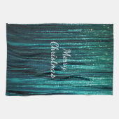 Blauwgroen Pine Green Tinsel Christmas Theedoek (Horizontaal)