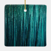 Blauwgroen Pine Green Tinsel Gouden Kerstboom Keramisch Ornament (Achterkant)