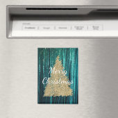 Blauwgroen Pine Green Tinsel Gouden Kerstboom Magneet (Insitu (Vaatwasser))