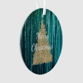 Blauwgroen Pine Green Tinsel Gouden Kerstboom Ornament (voorkant)