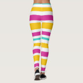 Blauwgroen, PInk, Oranje en Witte Gestreepte Leggi Leggings (Achterkant)