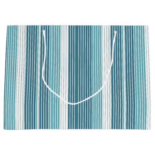 Blauwgroen Pinstripe Kerstpatroon#28 ID1009 Groot Cadeauzakje (Voorkant)