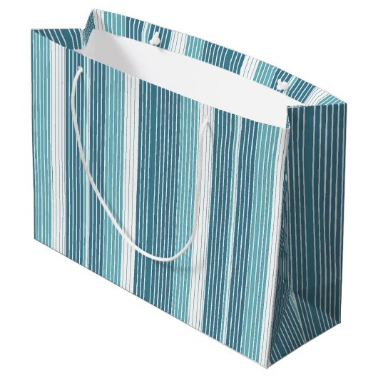Blauwgroen Pinstripe Kerstpatroon#28 ID1009 Groot Cadeauzakje (Achterkant Gekanteld)