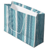Blauwgroen Pinstripe Kerstpatroon#28 ID1009 Groot Cadeauzakje (Voorkant Gekanteld)