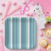 Blauwgroen Pinstripe Kerstpatroon#28 ID1009 Papieren Bordje (Feest)