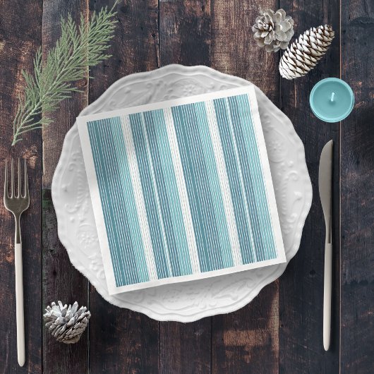 Blauwgroen Pinstripe Kerstpatroon#28 ID1009 Servet