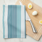 Blauwgroen Pinstripe Kerstpatroon#28 ID1009 Theedoek (Quarter Fold)