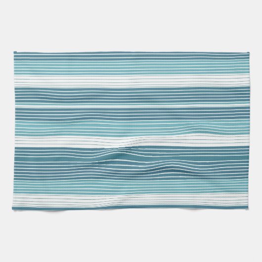 Blauwgroen Pinstripe Kerstpatroon#28 ID1009 Theedoek (Horizontaal)