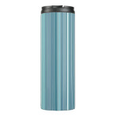 Blauwgroen Pinstripe Kerstpatroon#28 ID1009 Thermosbeker (Achterkant)