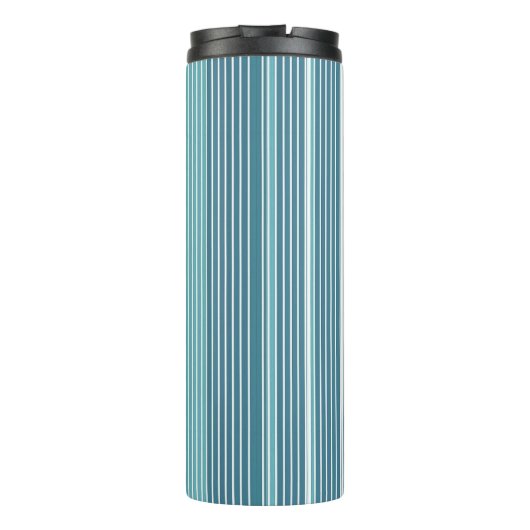 Blauwgroen Pinstripe Kerstpatroon#28 ID1009 Thermosbeker (Achterkant)
