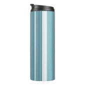 Blauwgroen Pinstripe Kerstpatroon#28 ID1009 Thermosbeker (Geroteerd rechts)