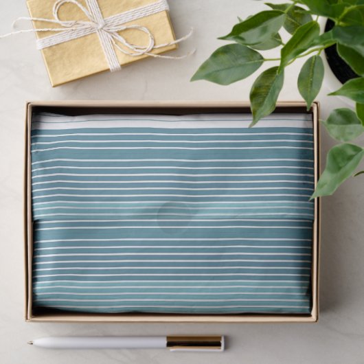 Blauwgroen Pinstripe Kerstpatroon#28 ID1009 Tissuepapier (Geschenk)