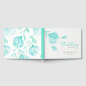 Blauwgroen pioenen bruiloft gastenboek (Volledig)