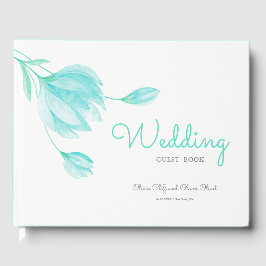 Blauwgroen pioenen bruiloft gastenboek
