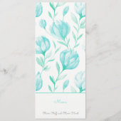 Blauwgroen pioenen bruiloft menu (Achterkant)