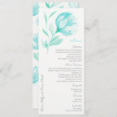 Blauwgroen pioenen bruiloft menu (Voorkant / Achterkant)