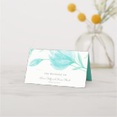 Blauwgroen pioenen bruiloft plaats kaart plaatskaartje (Voorkant)