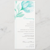 Blauwgroen pioenen bruiloft programmakaart (Voorkant)