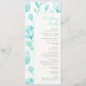 Blauwgroen pioenen bruiloft programmakaart (Achterkant)