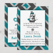Blauwgroen Pirate Baby shower Uitnodiging (Voorkant / Achterkant)