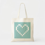 Blauwgroen pixelated hartpictogram canvas tas | Pi (Voorkant)
