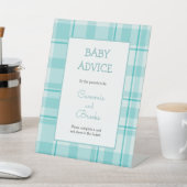 Blauwgroen plaid baby advies tabel teken reclamebord met voetstuk (Insitu)