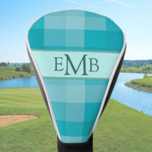 Blauwgroen Plaid Custom Monogram Initialen Dames Golfheadcover