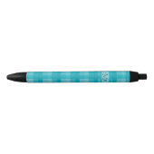 Blauwgroen Plaid Custom Monogram Initialen Zwarte Inkt Pen (Voorkant)