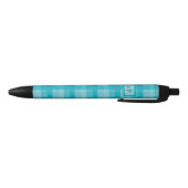Blauwgroen Plaid Custom Monogram Initialen Zwarte Inkt Pen (Bodem)