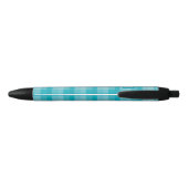 Blauwgroen Plaid Custom Monogram Initialen Zwarte Inkt Pen (Achterkant)