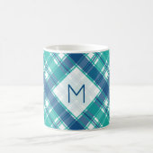 Blauwgroen Plaid Monogram Koffiemok (Center)