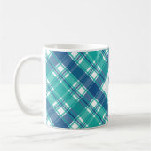 Blauwgroen Plaid Monogram Koffiemok (Links)