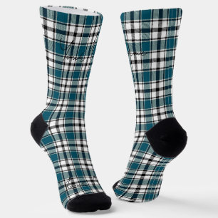 Blauwgroen Plaid Sokken met Naam HAMbWG