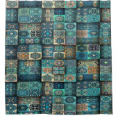 Blauwgroen pleisters douchegordijn (Voorkant)