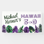 Blauwgroen, Plum Hawaii 5-0 50e geboortedag Spandoek (Horizontaal)