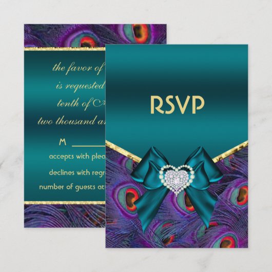 Blauwgroen Plum Peacock RSVP (Voorkant / Achterkant)