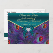 Blauwgroen Plum Peacock sparen het Briefkaart van  (Voorkant / Achterkant)