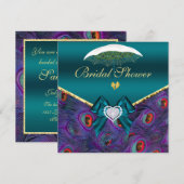 Blauwgroen Plum Peacock Vrijgezellenfeest Invite Kaart (Voorkant / Achterkant)