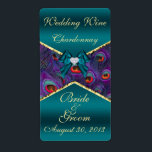Blauwgroen Plum Peacock Weddenschap Wine Label<br><div class="desc"></div>