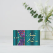 Blauwgroen Plum Peacock Wedding Bridal Visitekaart Informatiekaartje (Staand voorkant)