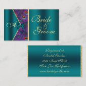 Blauwgroen Plum Peacock Wedding Bridal Visitekaart Informatiekaartje (Voorkant / Achterkant)