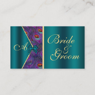 Blauwgroen Plum Peacock Wedding Bridal Visitekaart Informatiekaartje