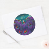 Blauwgroen Plum Peacock Wedding Gift Seal Ronde Sticker (Envelop)