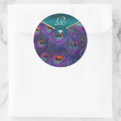 Blauwgroen Plum Peacock Wedding Gift Seal Ronde Sticker (Tas)