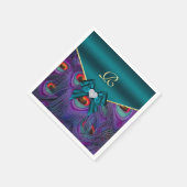 Blauwgroen Plum Peacock Wedding Paper Party Napkin Servetten (Hoek)
