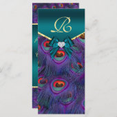 Blauwgroen Plum Peacock Wedding Program Rack Kaart (Voorkant / Achterkant)