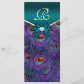 Blauwgroen Plum Peacock Wedding Program Rack Kaart (Voorkant)