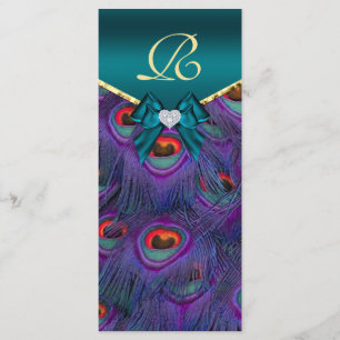 Blauwgroen Plum Peacock Wedding Program Rack Kaart