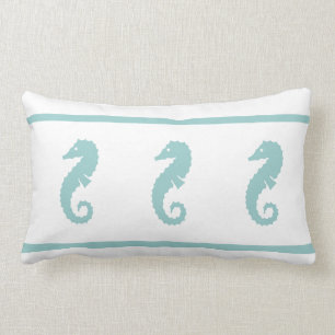 blauwgroen poeder blauw en wit SEAHORSE Kussen