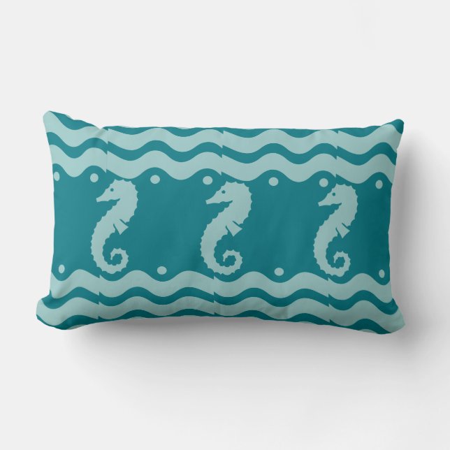 blauwgroen poeder blauw SEAHORSE Kussen (Voorkant)